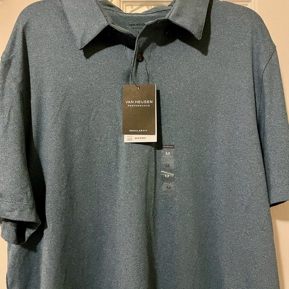 Van Heusen Men's Heather Slate Blue Polo